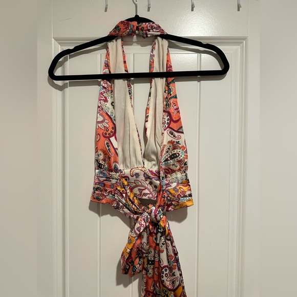 🛑SOLD Willow and Root Satin Multicolor Halter Crop Top - Picture 3 of 11